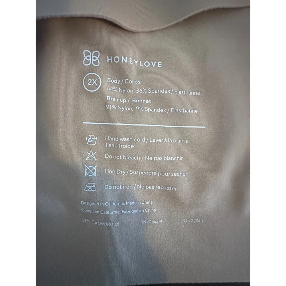 Honeylove Soft Form Wireless Bra 2X Nude Beige Seamless Comfort NWT